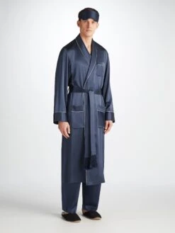 Eye Mask Bailey Silk Satin Navy -Derek Rose Shop 0200 BAIL001NAV 37671