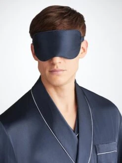 Eye Mask Bailey Silk Satin Navy -Derek Rose Shop 0200 BAIL001NAV 37719
