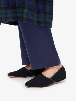 Men's Slippers Crawford Suede Sheepskin Navy -Derek Rose Shop 0500 CRAW001NAV 3