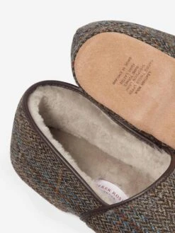 Men's Slippers Crawford 2 Harris Tweed Sheepskin Beige -Derek Rose Shop 0500 CRAW002BEI C