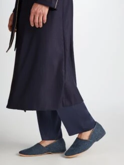 Men's Slippers Crawford 2 Harris Tweed Sheepskin Navy -Derek Rose Shop 0500 CRAW002NAV 32815