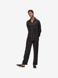 Men's Mule Slippers Morgan Calfskin Leather Black 10 Men's Mule Slippers Morgan Calfskin Leather Black -Derek Rose Shop 0503 MORG001BLA 3