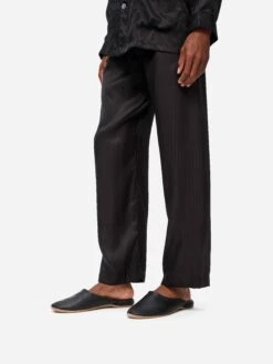 Men's Mule Slippers Morgan Calfskin Leather Black 12 Men's Mule Slippers Morgan Calfskin Leather Black -Derek Rose Shop 0503 MORG001BLA 4