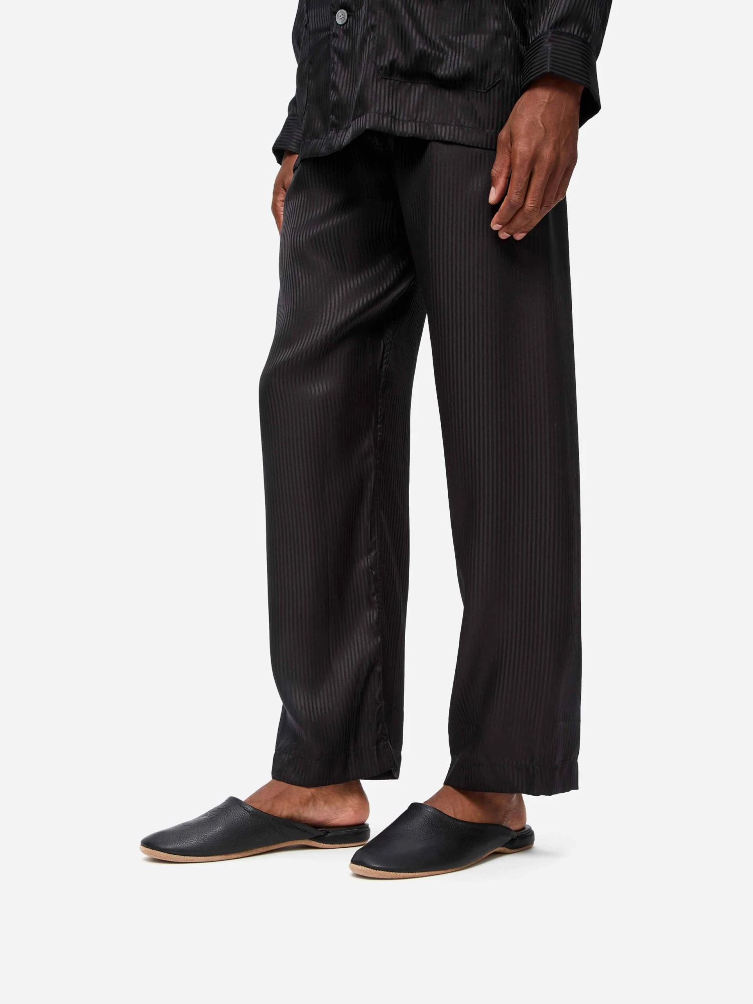 Men's Mule Slippers Morgan Calfskin Leather Black 7 Men's Mule Slippers Morgan Calfskin Leather Black - Image 5