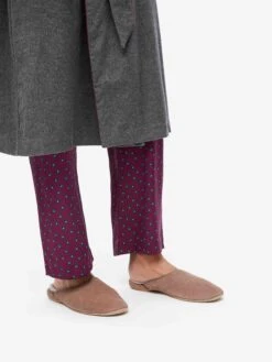 Men's Mule Slippers Douglas Suede Sheepskin Beige -Derek Rose Shop 0504 DOUG001BEI 3