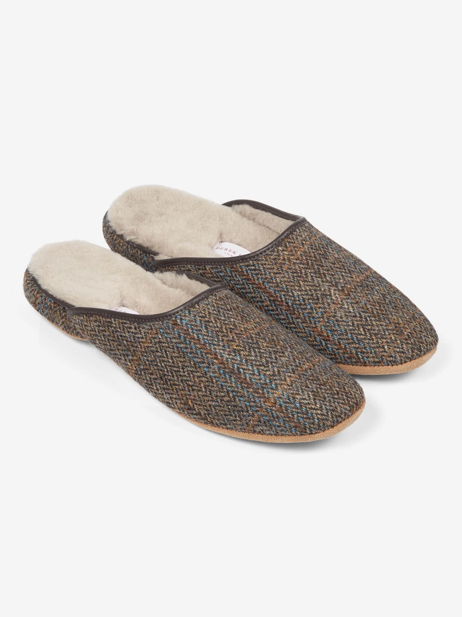 Men's Mule Slippers Douglas 2 Harris Tweed Sheepskin Beige 3 Men's Mule Slippers Douglas 2 Harris Tweed Sheepskin Beige