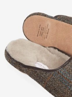 Men's Mule Slippers Douglas 2 Harris Tweed Sheepskin Beige 11 Men's Mule Slippers Douglas 2 Harris Tweed Sheepskin Beige -Derek Rose Shop 0504 DOUG002BEI 3