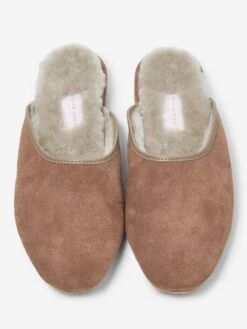 Women's Mule Slippers Imogen Suede Sheepskin Camel -Derek Rose Shop 0900 IMOG001CAM C