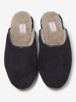 Women's Mule Slippers Imogen Suede Sheepskin Navy -Derek Rose Shop 0900 IMOG001NAV C