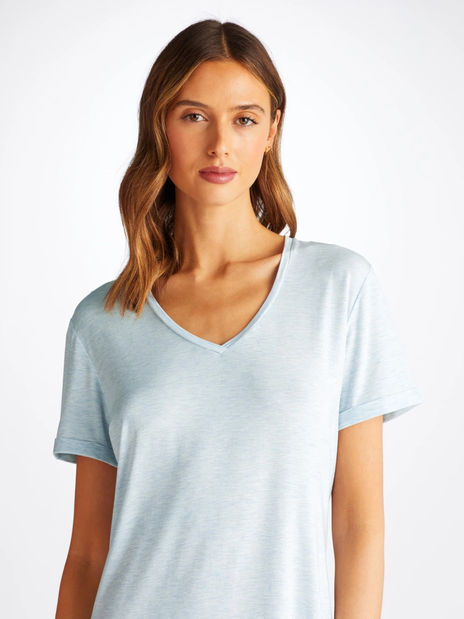 Women's V-Neck Sleep T-Shirt Ethan Micro Modal Stretch Blue 8 Women's V-Neck Sleep T-Shirt Ethan Micro Modal Stretch Blue - Image 6