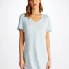 Women's V-Neck Sleep T-Shirt Ethan Micro Modal Stretch Blue 2 Women's V-Neck Sleep T-Shirt Ethan Micro Modal Stretch Blue -Derek Rose Shop 1211 ETHA001BLU 964