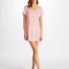 Women's V-Neck Sleep T-Shirt Lara Micro Modal Stretch Ballet Pink -Derek Rose Shop 1211 LARA001PIN 822