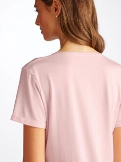 Women's V-Neck Sleep T-Shirt Lara Micro Modal Stretch Ballet Pink 13 Women's V-Neck Sleep T-Shirt Lara Micro Modal Stretch Ballet Pink -Derek Rose Shop 1211 LARA001PIN 839
