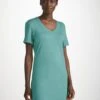 Women's V-Neck Sleep T-Shirt Lara Micro Modal Stretch Teal -Derek Rose Shop 1211 LARA002GRE 757