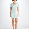 Women's V-Neck Sleep T-Shirt Lara Micro Modal Stretch Ice Blue -Derek Rose Shop 1211 LARA006SKY 6251