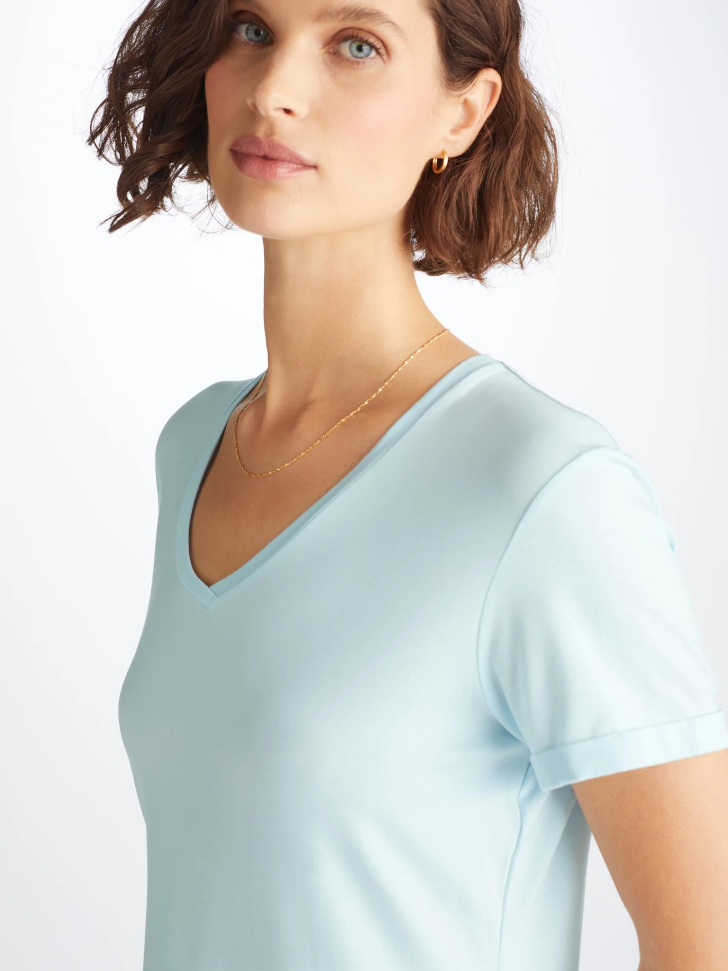 Women's V-Neck Sleep T-Shirt Lara Micro Modal Stretch Ice Blue 7 Women's V-Neck Sleep T-Shirt Lara Micro Modal Stretch Ice Blue - Image 5