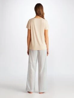 Women's Lounge Trousers Amalfi 20 Cotton Batiste Blue -Derek Rose Shop 1256 AMAL020BLU 2189