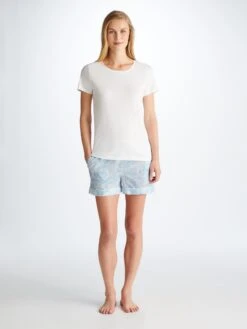 Women's Lounge Shorts Ledbury 77 Cotton Batiste White -Derek Rose Shop 1257 LEDB077WHI 13372