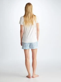 Women's Lounge Shorts Ledbury 77 Cotton Batiste White -Derek Rose Shop 1257 LEDB077WHI 13383