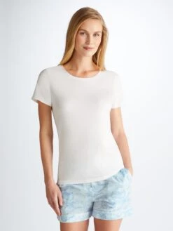 Women's Lounge Shorts Ledbury 77 Cotton Batiste White -Derek Rose Shop 1257 LEDB077WHI 13408