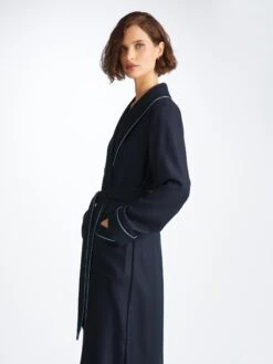 Women's Dressing Gown Duke Cashmere Navy 11 Women's Dressing Gown Duke Cashmere Navy -Derek Rose Shop 1285 DUKE001NAV 10552