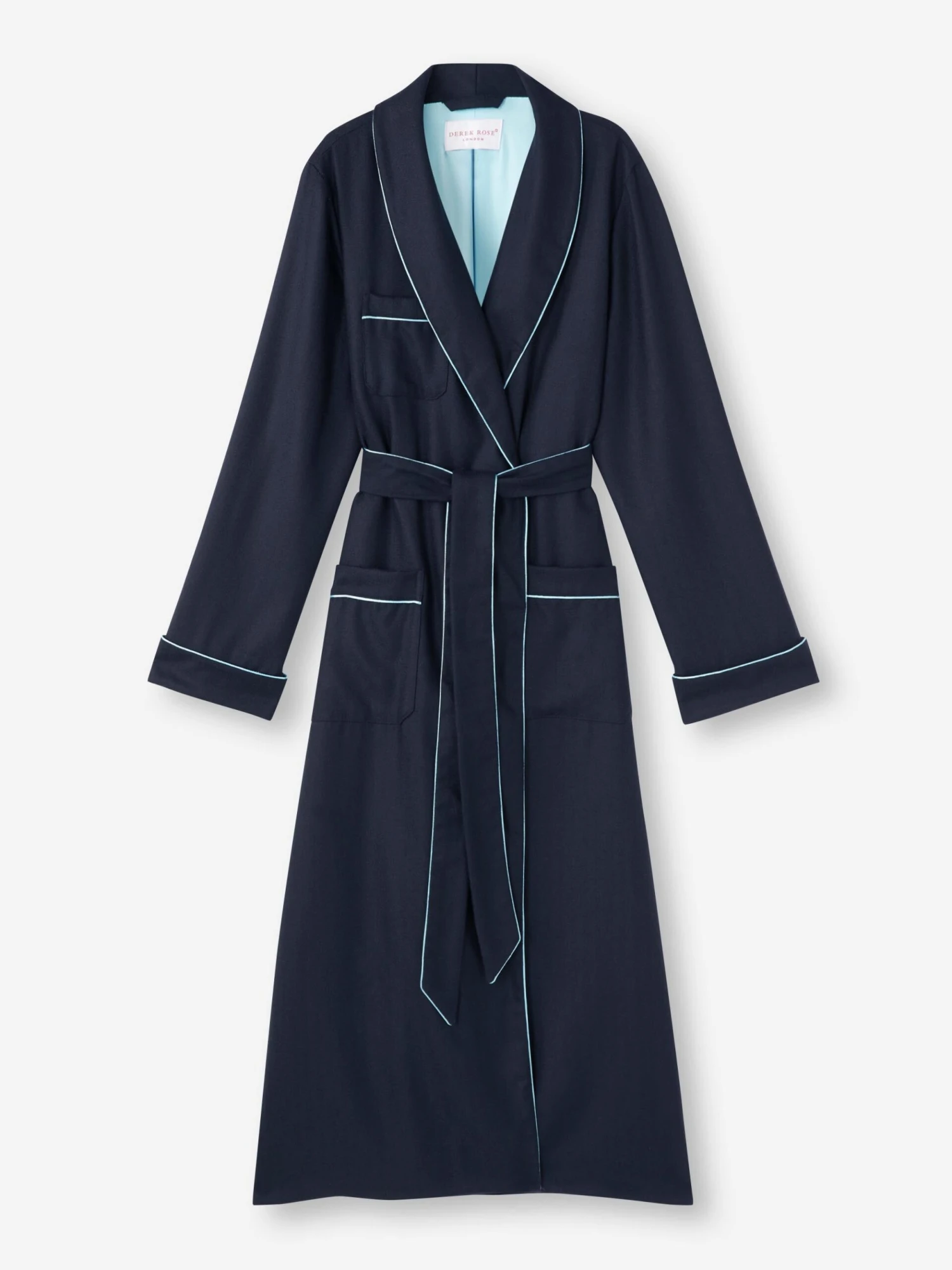 Women's Dressing Gown Duke Cashmere Navy 4 Women's Dressing Gown Duke Cashmere Navy - Image 2
