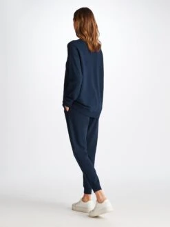 Women's Sweatpants Quinn Cotton Modal Stretch Navy 12 Women's Sweatpants Quinn Cotton Modal Stretch Navy -Derek Rose Shop 1502 QUIN001NAV 2643