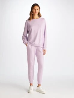Women's Sweatshirt Quinn Cotton Modal Lilac -Derek Rose Shop 1509 QUIN001LIL 1773