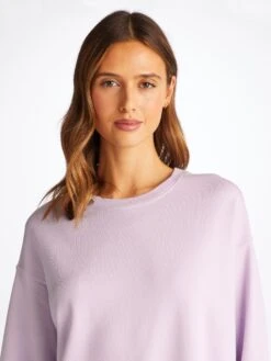 Women's Sweatshirt Quinn Cotton Modal Lilac -Derek Rose Shop 1509 QUIN001LIL 1798