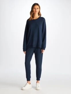 Women's Sweatshirt Quinn Cotton Modal Stretch Navy -Derek Rose Shop 1509 QUIN001NAV 2525
