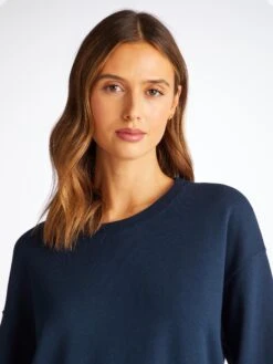 Women's Sweatshirt Quinn Cotton Modal Stretch Navy -Derek Rose Shop 1509 QUIN001NAV 2578