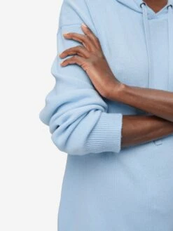 Women's Relaxed Pullover Hoodie Daphne Cashmere Sky 15 Women's Relaxed Pullover Hoodie Daphne Cashmere Sky -Derek Rose Shop 1514 DAPH002SKY 2620