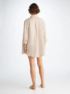 Women's Shirt Sicily Linen Sand 12 Women's Shirt Sicily Linen Sand -Derek Rose Shop 1516 SICI001SAN 7362