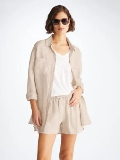 Women's Shirt Sicily Linen Sand 13 Women's Shirt Sicily Linen Sand -Derek Rose Shop 1516 SICI001SAN 7415