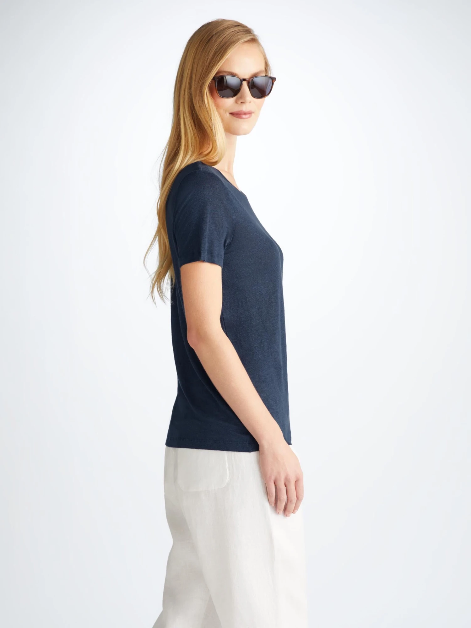 Women's T-Shirt Jordan Linen Navy 7 Women's T-Shirt Jordan Linen Navy - Image 5