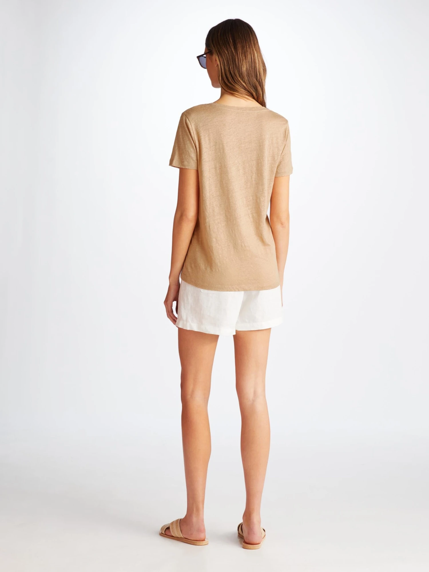 Women's V-Neck T-Shirt Jordan Linen Sand 6 Women's V-Neck T-Shirt Jordan Linen Sand - Image 4