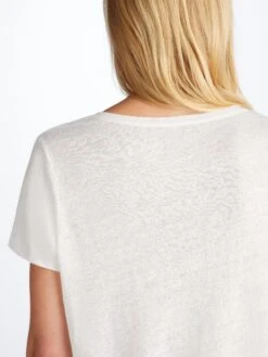 Women's V-Neck T-Shirt Jordan Linen White 15 Women's V-Neck T-Shirt Jordan Linen White -Derek Rose Shop 1518 JORD001WHI 13099