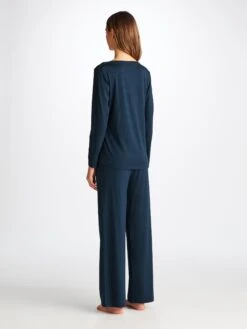 Women's Long Sleeve T-Shirt Lara Micro Modal Stretch Navy 12 Women's Long Sleeve T-Shirt Lara Micro Modal Stretch Navy -Derek Rose Shop 1520 LARA001NAV 2276