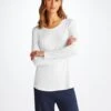 Women's Long Sleeve T-Shirt Lara Micro Modal Stretch White -Derek Rose Shop 1520 LARA001WHI 1466 1