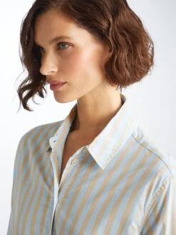 Women's Nightshirt Amalfi 20 Cotton Batiste Blue -Derek Rose Shop 1523 AMAL020BLU 5116