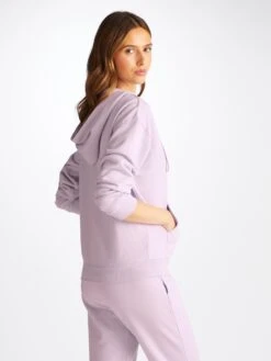 Women's Hoodie Quinn Cotton Modal Lilac -Derek Rose Shop 1524 QUIN001LIL 1931