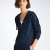 Women's Hoodie Quinn Cotton Modal Navy 2 Women's Hoodie Quinn Cotton Modal Navy -Derek Rose Shop 1524 QUIN001NAV 8630