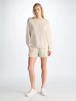 Women's Sweat Shorts Quinn Cotton Modal Oat 9 Women's Sweat Shorts Quinn Cotton Modal Oat -Derek Rose Shop 1704 QUIN001CRE 14013