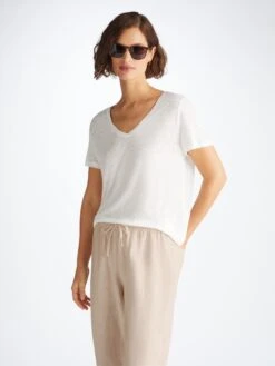 Women's Trousers Vienna Linen Sand -Derek Rose Shop 1705 VIEN001SAN 7480