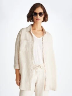 Women's Trousers Vienna Linen Sand -Derek Rose Shop 1705 VIEN001SAN 7567