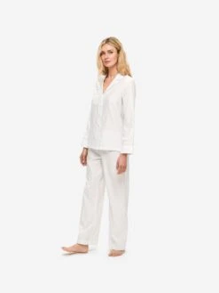 Women's Pyjamas Kate 7 Cotton Jacquard White 13 Women's Pyjamas Kate 7 Cotton Jacquard White -Derek Rose Shop 2012 KATE007WHI 2472