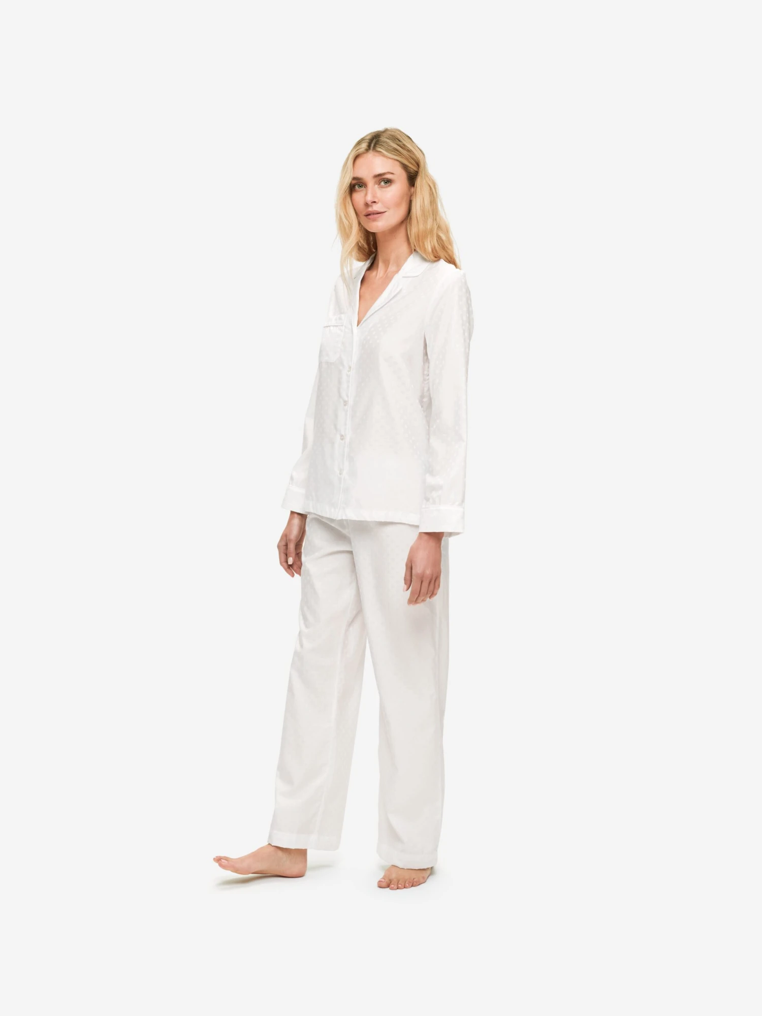 Women's Pyjamas Kate 7 Cotton Jacquard White 7 Women's Pyjamas Kate 7 Cotton Jacquard White - Image 5