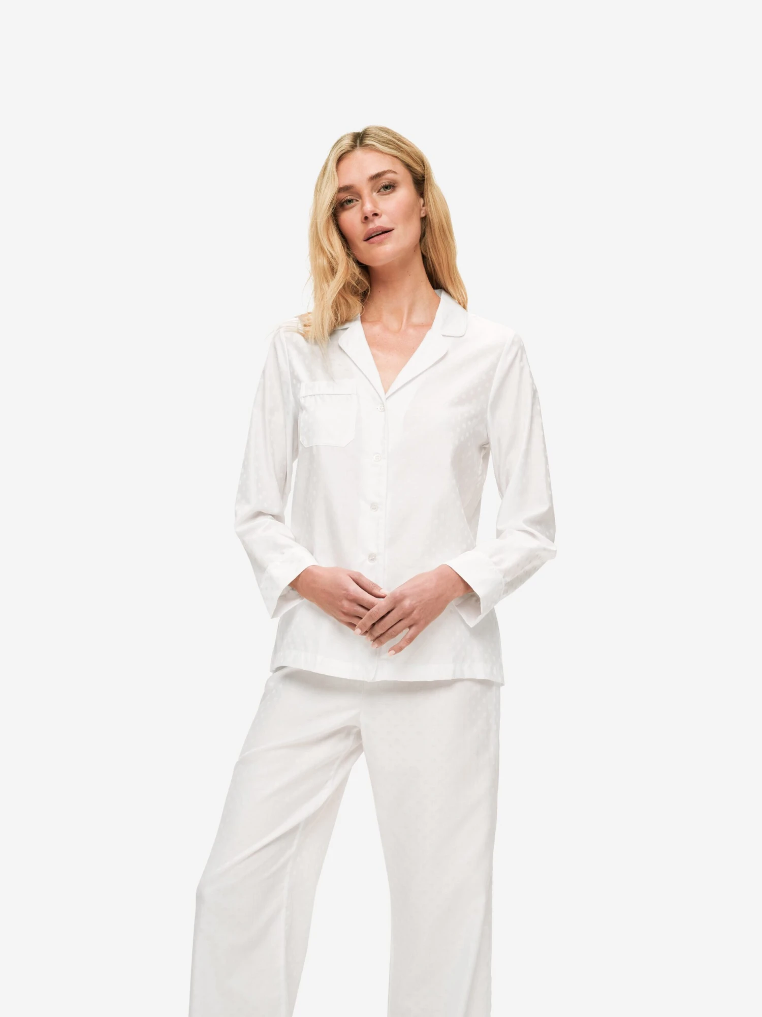 Women's Pyjamas Kate 7 Cotton Jacquard White 5 Women's Pyjamas Kate 7 Cotton Jacquard White - Image 3
