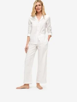 Women's Pyjamas Kate 7 Cotton Jacquard White 12 Women's Pyjamas Kate 7 Cotton Jacquard White -Derek Rose Shop 2012 KATE007WHI 2620