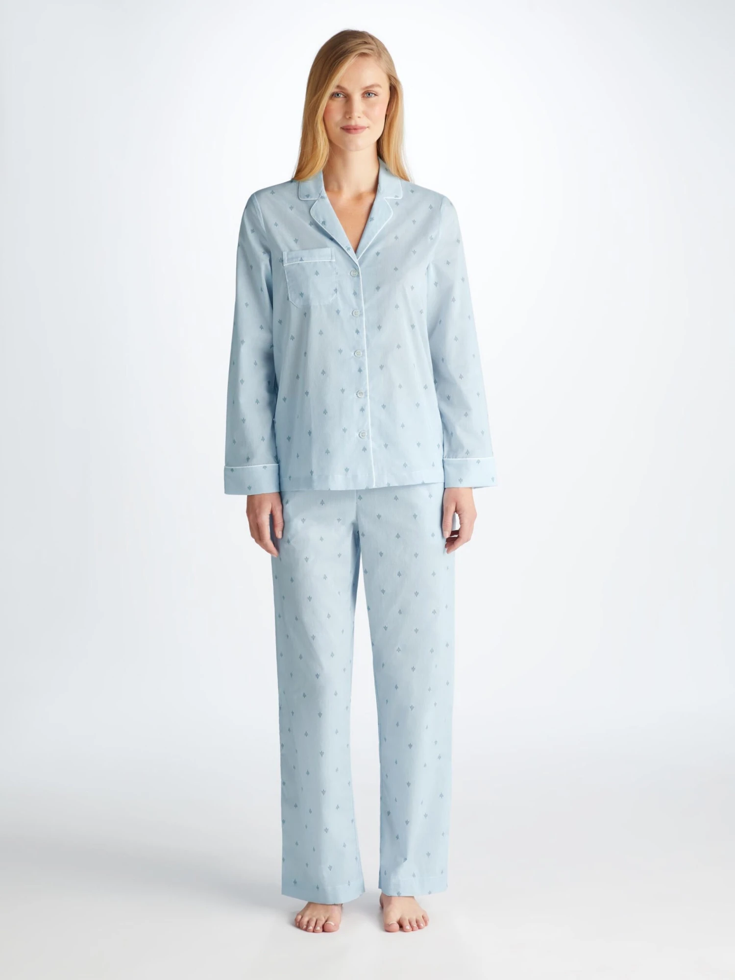 Women's Pyjamas Nelson 100 Cotton Batiste Blue 3 Women's Pyjamas Nelson 100 Cotton Batiste Blue